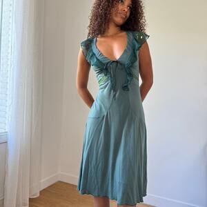 Vintage Muchacha silk mesh ruffle dress (S)